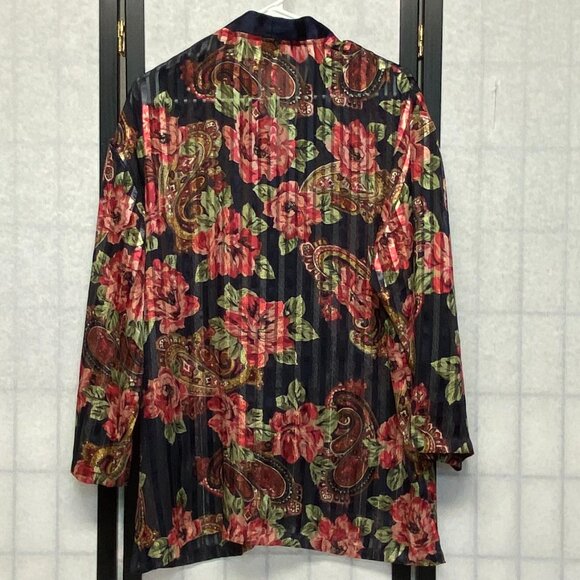 Victorias Secret Gold Label Vintage Sheer Floral Stripe Paisley Button Up Blouse - Picture 2 of 12